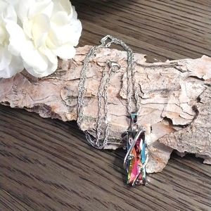 Colorful  Crystal Branch Pendant Necklace.
